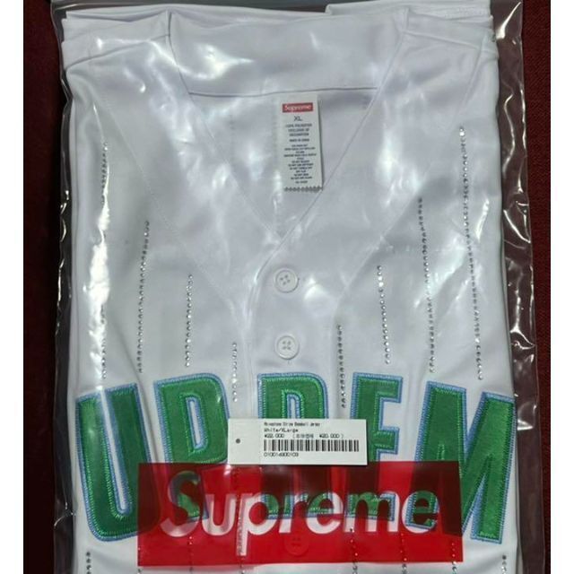 Supreme(シュプリーム)のRhinestone Stripe Baseball Jersey XLサイズ メンズのトップス(シャツ)の商品写真