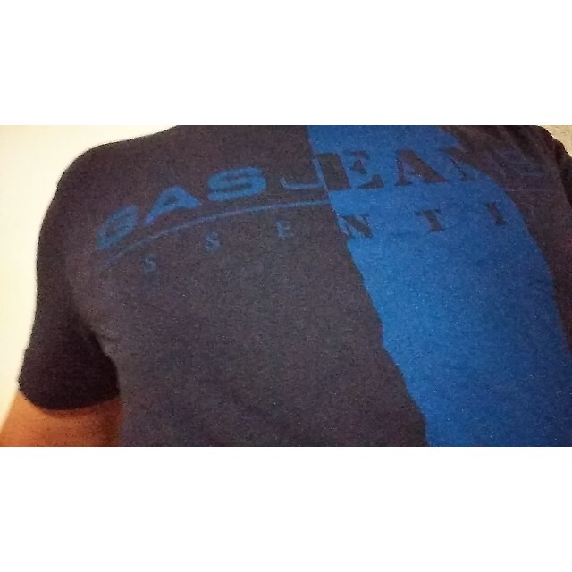 GAS(ガス)のGAS STREET STYLE ツートンカラーデカロゴワイルドネイビーTシャツ メンズのトップス(Tシャツ/カットソー(半袖/袖なし))の商品写真