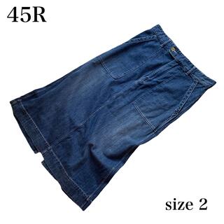 フォーティファイブアール(45R)の45R フォーティファイブアール R刺繍 デニムロングスカート 日本製(ロングスカート)
