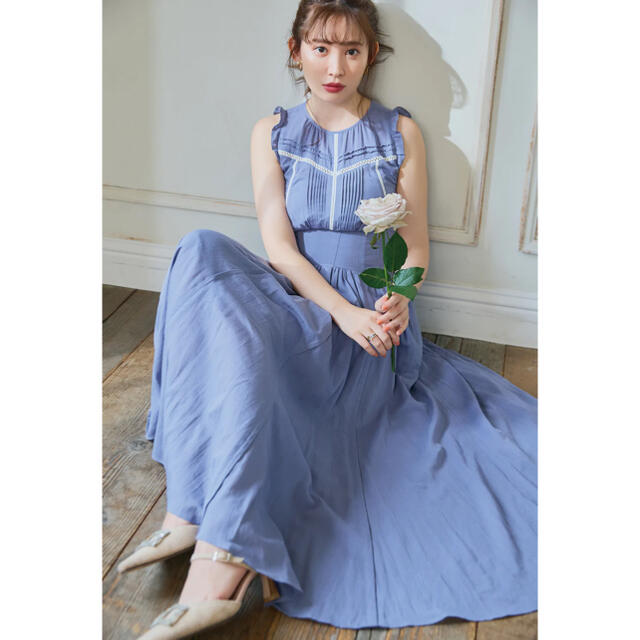 レディースBack Lace-Up Cotton Long Dress