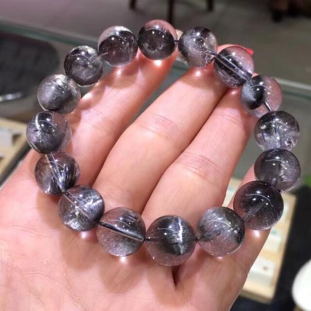 【高級】プラチナタイチンルチルクォーツ ブレスレット 13.8mm