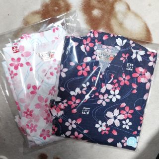 ２枚セット 浴衣 甚平 ロンパース 80 紺 白 桜 和柄 新品未使用(甚平/浴衣)