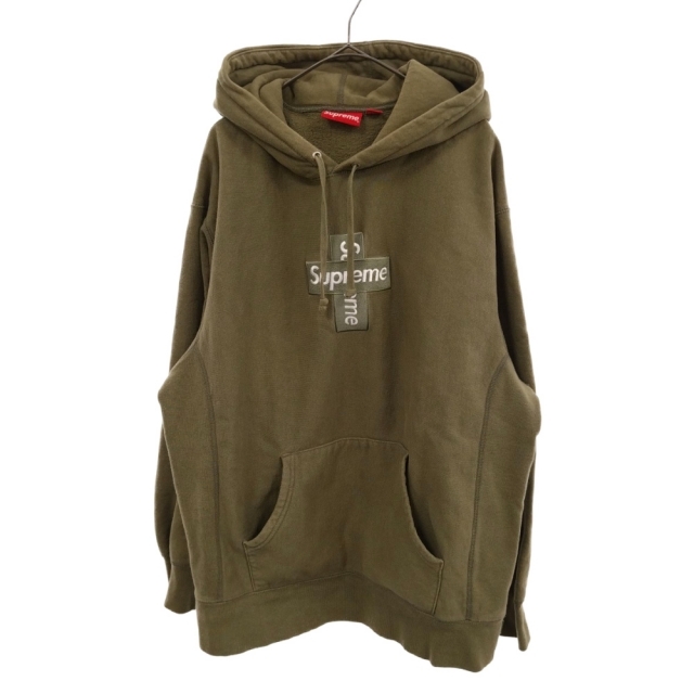 SUPREME シュプリーム 20AW Cross Box Logo Hooded Sweatshirt クロスボックスロゴプルオーバーパーカー カーキ