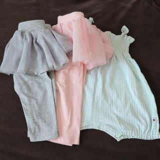 プチバトー(PETIT BATEAU)の三点セット　レギンス2点+【プチバトー】6M/67cm キャミロンパース(ロンパース)