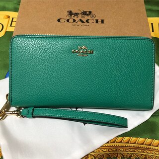 ⌘箱付き・新品・未使用・正規品⌘ COACH 長財布 グリーン チェック柄