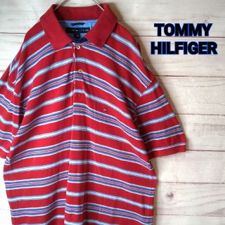 トミーヒルフィガー(TOMMY HILFIGER)のトミーヒルフィガー　刺繍ロゴ ビッグシルエット 半袖 ポロシャツ ボーダー(ポロシャツ)