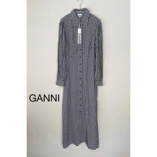 アダムエロぺ(Adam et Rope')の【新品】GANNI ガニー ギンガムチェック ロングワンピース(ロングワンピース/マキシワンピース)