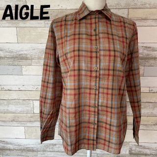 エーグル(AIGLE)の【人気】エーグル チェックシャツ ブラウン系 サイズM レディース(シャツ/ブラウス(長袖/七分))