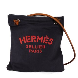 エルメス(Hermes)のエルメス サック・アリーヌ MM ブルーインディゴ ロゴ トワルシェブロン バレニア ショルダーバッグ(ショルダーバッグ)