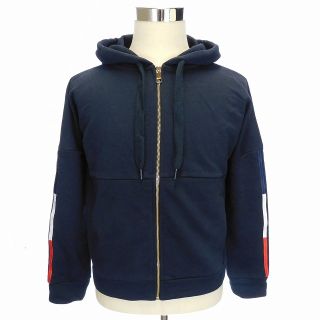 トミーヒルフィガー(TOMMY HILFIGER)のトミーヒルフィガー ジャケット パーカー 長袖 フード  ライン プリント 紺(パーカー)