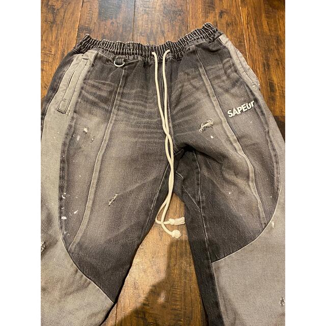 SAPEur サプール ヴィンテージデニムトラックパンツ BLACK Lサイズ