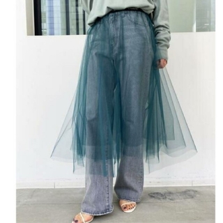 アパルトモンドゥーズィエムクラス(L'Appartement DEUXIEME CLASSE)のL'Appartement Tulle Skirt チュールスカート グリーン(ひざ丈スカート)