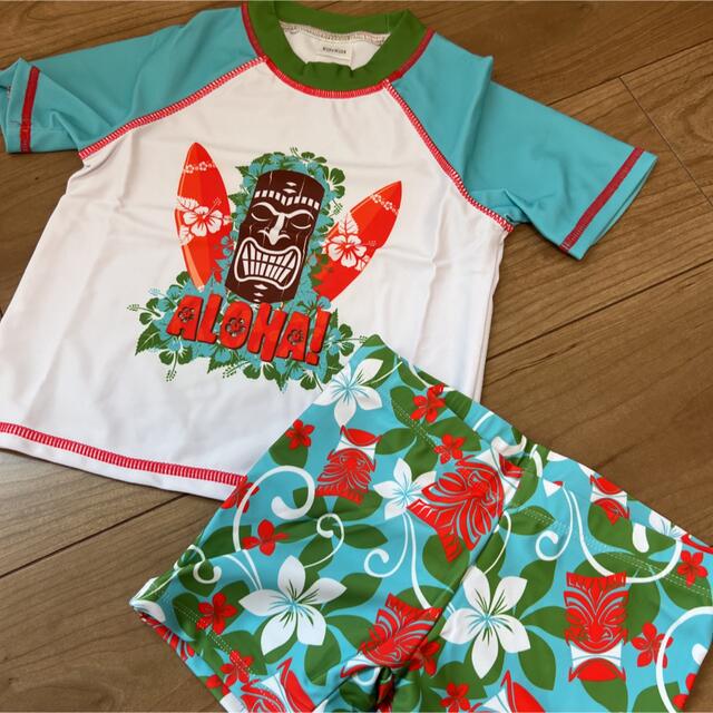 新品☆男の子キッズ水着 上下セット☺︎100 アロハ　モアイ　ハワイ キッズ/ベビー/マタニティのキッズ服男の子用(90cm~)(水着)の商品写真