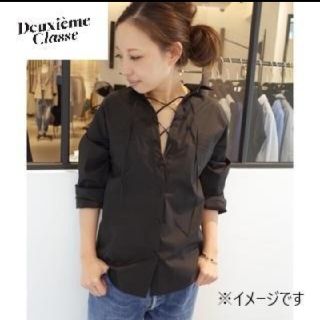 ドゥーズィエムクラス(DEUXIEME CLASSE)の【美品】【ドゥーズィエム クラス】レースアップ ブラウス コットンシャツ(シャツ/ブラウス(長袖/七分))