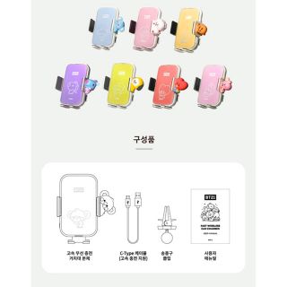 BT21 チミー 高速無線スマホ充電ミラースタンド+ゼリーキャンディーポーチS