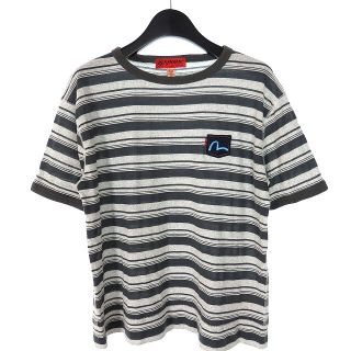 エビス(EVISU)のエヴィス EVISU YAMANE ポケット付き ボーダーTシャツ 38 グレー(Tシャツ/カットソー(半袖/袖なし))