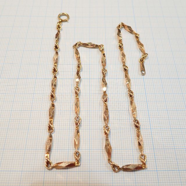 □K18切子チェーンネックレス 19g 42.5cm□キリコ昭和レトロ □K18切子チェーンネックレス 19g 42.5cm□キリコ昭和レトロ