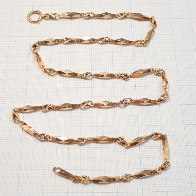 □K18切子チェーンネックレス 19g 42.5cm□キリコ昭和レトロ □K18切子チェーンネックレス 19g 42.5cm□キリコ昭和レトロ