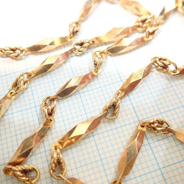 □K18切子チェーンネックレス 19g 42.5cm□キリコ昭和レトロ □K18切子チェーンネックレス 19g 42.5cm□キリコ昭和レトロ