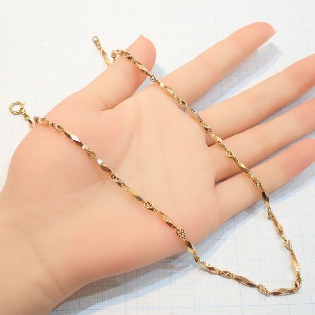 ■K18切子チェーンネックレス 19g 42.5cm■キリコ昭和レトロ デザイン レディースのアクセサリー(ネックレス)の商品写真