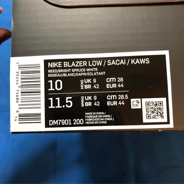 KAWS × sacai × Nike Blazer Low "Reed" 28