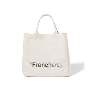 フランフラン(Francfranc)のFrancfranc ロゴ トートバッグ フラワー刺繍(トートバッグ)