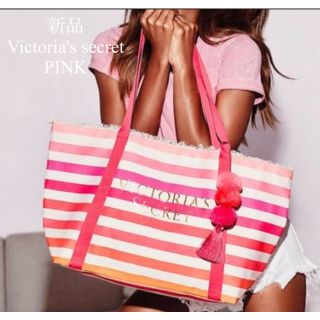 ヴィクトリアズシークレット(Victoria's Secret)のVictoria's secret ストライプタッセルポンポントート(トートバッグ)