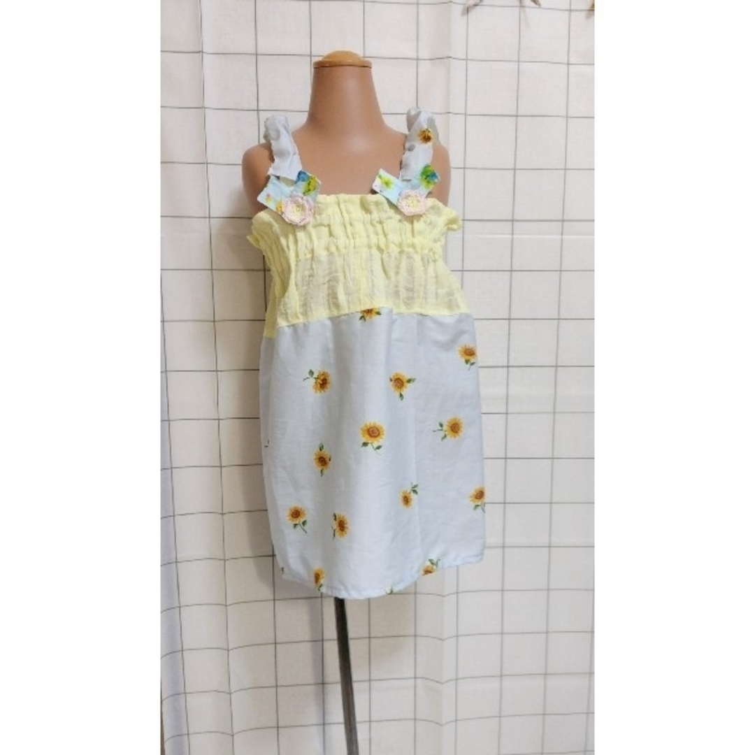 最終値下げサマードレス100cm ハンドメイド キッズ/ベビー/マタニティのキッズ服女の子用(90cm~)(ワンピース)の商品写真