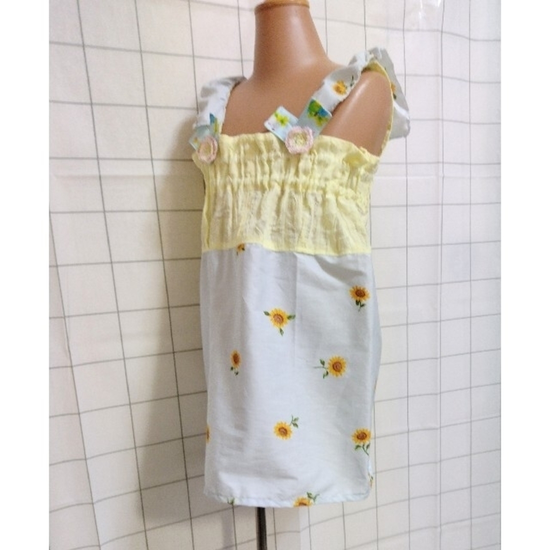 最終値下げサマードレス100cm ハンドメイド キッズ/ベビー/マタニティのキッズ服女の子用(90cm~)(ワンピース)の商品写真