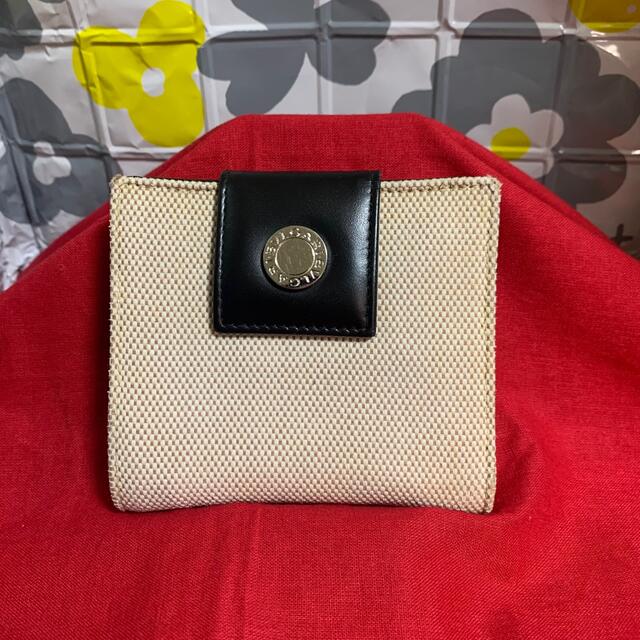 BVLGARI - BVLGARI ブルガリ二つ折り財布 キャンバス ホワイトベージュ
