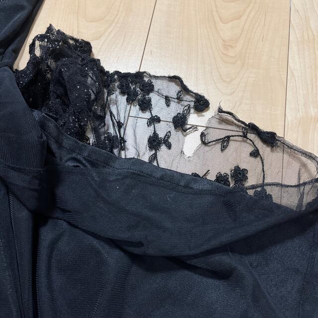 【キャバドレス　黒ロングドレス】オーガンジー  スリットドレス レディースのフォーマル/ドレス(ロングドレス)の商品写真