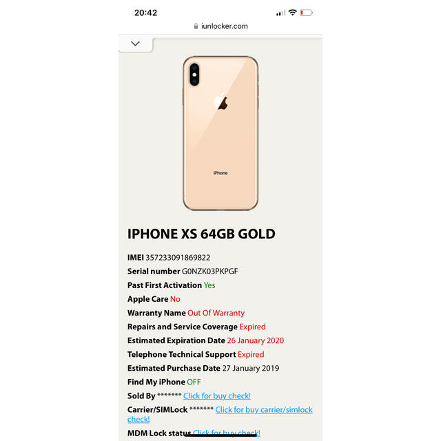 iPhoneXs ゴールド 64GB 3