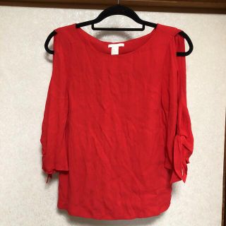 1080→900 未使用　H&M トップス　リボン　肌見せ　七分袖　薄手(シャツ/ブラウス(長袖/七分))