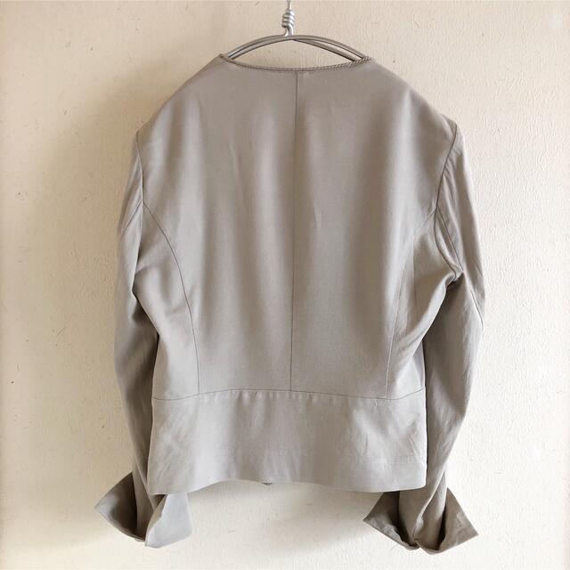 ICB - 381アイシービーiCBストレッチリネン ノーカラージャケット11L麻