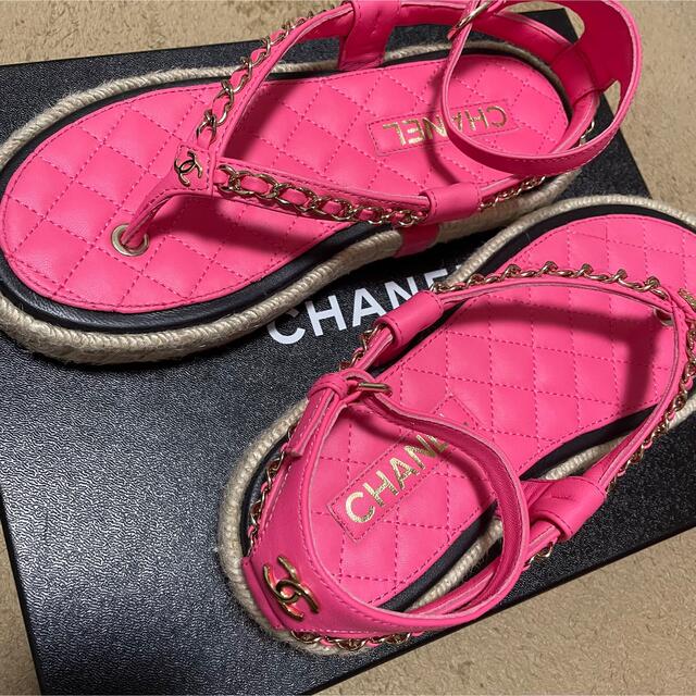 人気 美品☆CHANEL・カメリア ココマーク ストラップ トングサンダル