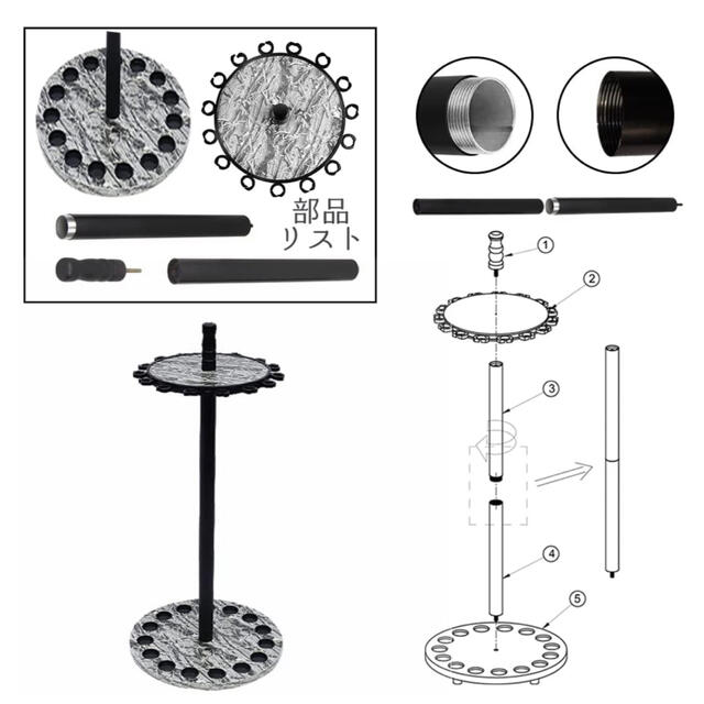 ロッドスタンド 円形ロッドスタンド 15本竿収納 ロッドホルダー 竿立て