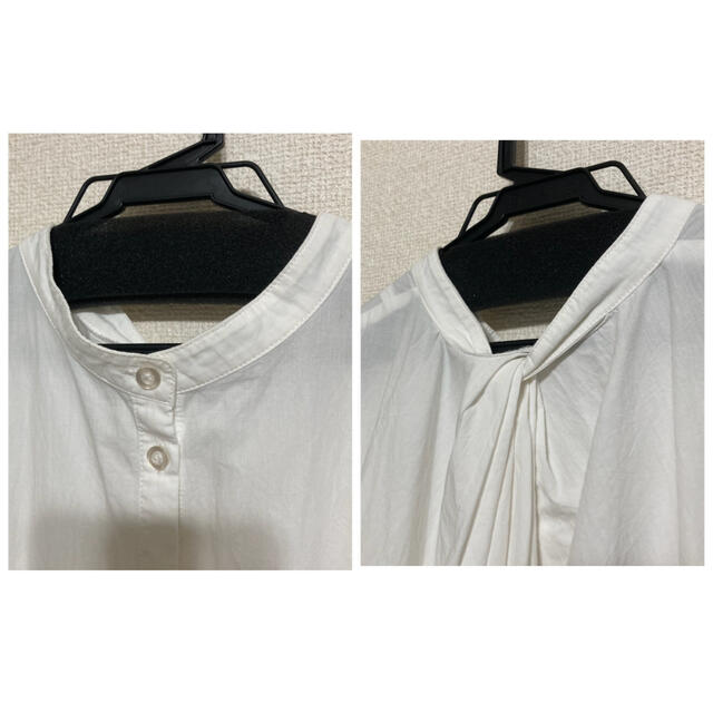 【24時間以内発送】CIENA バックツイストビブシャツ ホワイト レディースのトップス(シャツ/ブラウス(半袖/袖なし))の商品写真