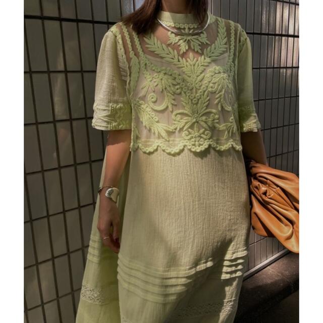 女性に人気！ VINTAGE Ameri - ブラック DRESS COTTON SHEER EMBROIDERY ロングワンピース/マキシ