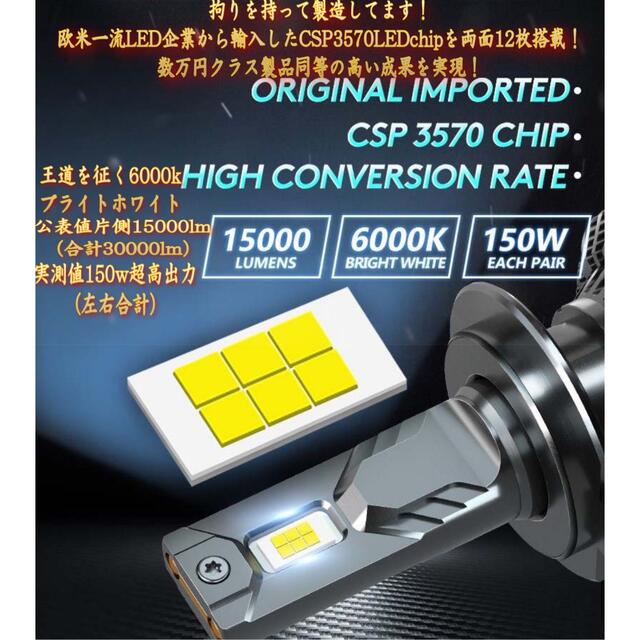 HB3 LED ヘッドライト バルブ 究極爆光 75A 150w 6000k 4