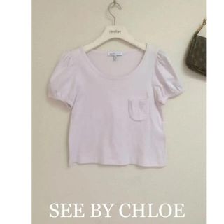 シーバイクロエ(SEE BY CHLOE)のSEE BY CHLOEシーバイクロエ パフ袖 刺繍ポケット Tシャツ(Tシャツ(半袖/袖なし))