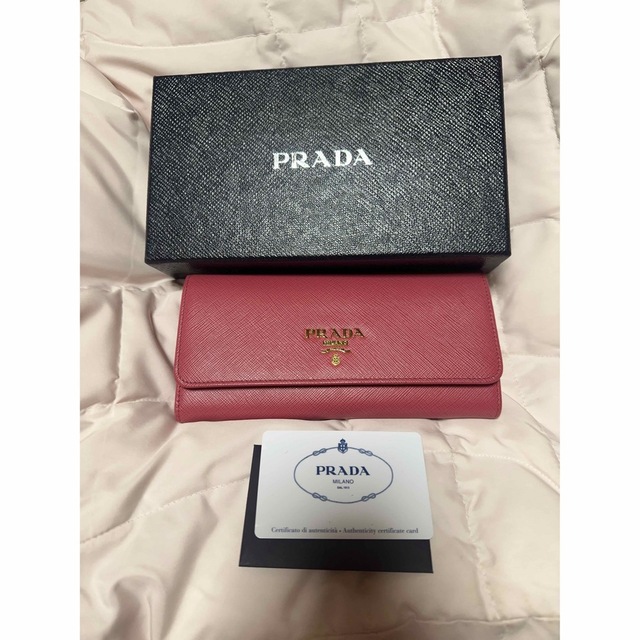 PRADA プラダ 長財布 サフィアーノ レザー 黒 ピンクバイカラー - 長財布