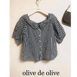 オリーブデオリーブ(OLIVEdesOLIVE)のolive de oliveオリーブデオリーブ 半袖 パフ袖 リボン ブラウス(シャツ/ブラウス(半袖/袖なし))