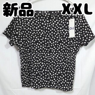 ジーユー(GU)の新品 未使用 GU シャーリングT ブラック XXL 大きいサイズ(Tシャツ(半袖/袖なし))