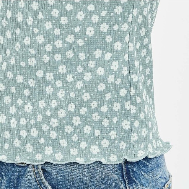 GU(ジーユー)の新品 未使用 GU シャーリングT ブルー XXL 大きいサイズ レディースのトップス(Tシャツ(半袖/袖なし))の商品写真