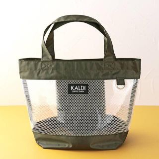 カルディ(KALDI)のカルディ　夏のコーヒーバッグ　ビニールバッグ　ダークグリーン　カーキ(トートバッグ)