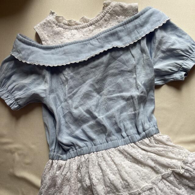 axes femme - ♪axes femme kids 肩出しフリル ワンピース ドレス 水色
