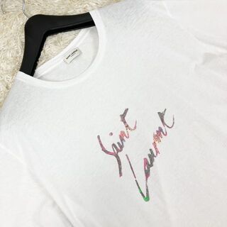 Saint Laurent - 美品 サンローランパリ ホワイト半袖Tシャツ 裾 