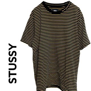 ステューシー(STUSSY)のstussy Tシャツ ネックロゴ ボーダー US sサイズ 国内Lサイズ程度(Tシャツ/カットソー(半袖/袖なし))