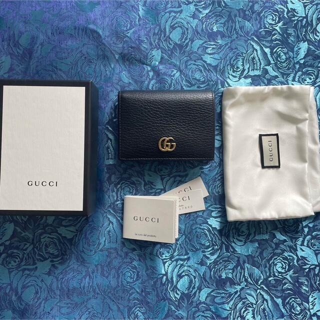 Gucci(グッチ)のグッチ 二つ折り財布 GGマーモント レザー ブラック レディースのファッション小物(財布)の商品写真