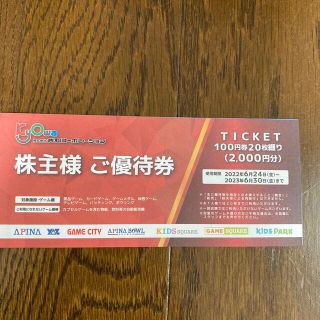 共和コーポレーション　株主優待(遊園地/テーマパーク)